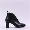 Wonders Vflex High Block Heel V Cut Boot - Black Leather